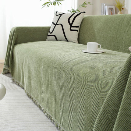 Herringbone Tassel | Soft Sofa Cover | Anti-Scratch Pet Friendly | Elegant Home Decor | Easy to Setup | Machine Washable | Luxurious Blanket Couch Protector | Versatile Style