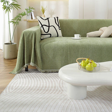 Herringbone Tassel | Soft Sofa Cover | Anti-Scratch Pet Friendly | Elegant Home Decor | Easy to Setup | Machine Washable | Luxurious Blanket Couch Protector | Versatile Style