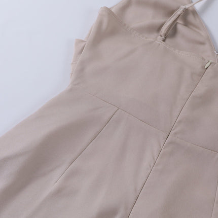 VISCONTE | Midi Dress with Spaghetti Straps | Backless Wrap Style | Curve-Enhancing Draped Design | Elegant Slit