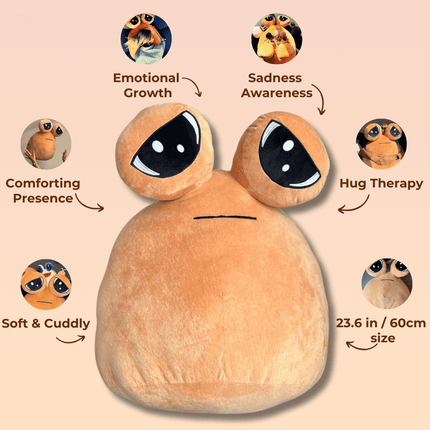 Emoji Plush Pillow | Cuddle Buddy | Soft Short Plush Fabric | PP Cotton Filling | 22cm/60cm | Perfect for Decorative Use | Bedroom, Living Room, Office Decor | Huggable | Gift for All Ages