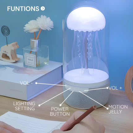 Portable Lamp with Floating Jellyfish | Bluetooth Speaker | 8 Color-Changing LED Lights | USB-C Rechargeable | Room Decor | Relaxation and Party Atmosphere | Intuitive Touch Controls | Modern Audio-Visual Device