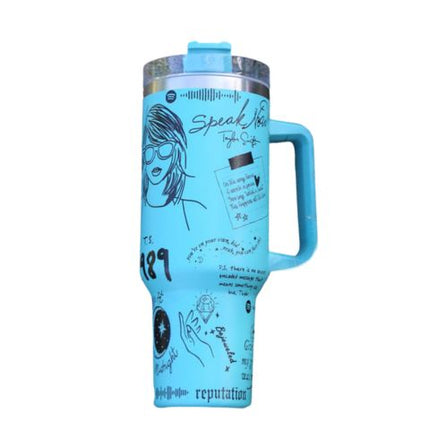 Taylor Swift Inspired Stainless Steel Tumbler | Insulated Leak-Resistant Design | Custom Lyrics & Sketches | Double-Wall Vacuum Sealed | Durable & Rust-Resistant | Ergonomic Handle | Dishwasher Safe | Travel Friendly