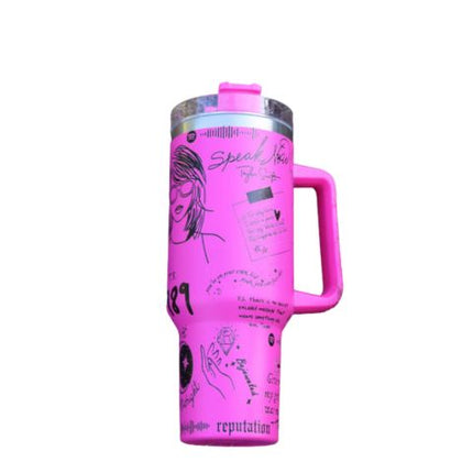 Taylor Swift Inspired Stainless Steel Tumbler | Insulated Leak-Resistant Design | Custom Lyrics & Sketches | Double-Wall Vacuum Sealed | Durable & Rust-Resistant | Ergonomic Handle | Dishwasher Safe | Travel Friendly