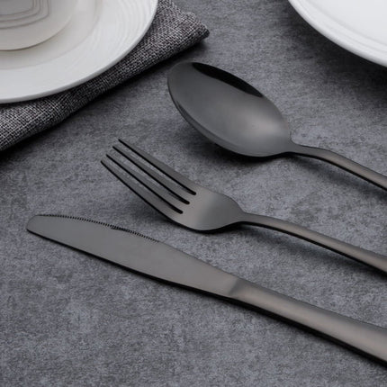 Merida Elegant Black Finish Cutlery Set | Modern Stainless Steel Flatware | 30 or 60 Piece Service for 6 or 12 | High-Quality Rust Resistant | Dishwasher Safe | Perfect for Dining and Entertaining