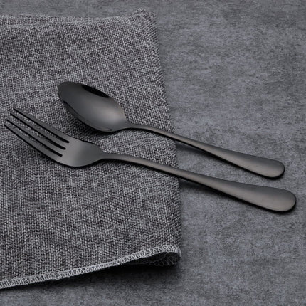 Merida Elegant Black Finish Cutlery Set | Modern Stainless Steel Flatware | 30 or 60 Piece Service for 6 or 12 | High-Quality Rust Resistant | Dishwasher Safe | Perfect for Dining and Entertaining