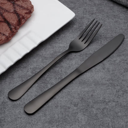 Merida Elegant Black Finish Cutlery Set | Modern Stainless Steel Flatware | 30 or 60 Piece Service for 6 or 12 | High-Quality Rust Resistant | Dishwasher Safe | Perfect for Dining and Entertaining
