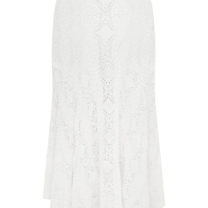 Maeve Midi Skirt | Low Rise | Custom Embroidery | White | Hip Length