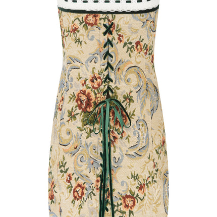 Sabrin Strapless Corset Dress | Hook & Eye Front | Lace Detail Bust | Ribbon Lace-Up Back