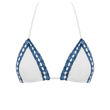 Juni Triangle Bikini Top | Lace Detail | White Swimwear
