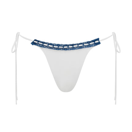Juni Lace Detail Cheeky Cut Bikini Bottom | Tie Side | White Swimwear
