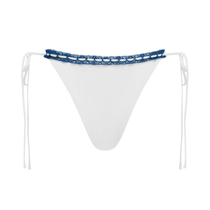 Juni Lace Detail Cheeky Cut Bikini Bottom | Tie Side | White Swimwear