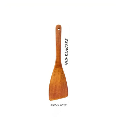 Premium 4-Piece Wooden Kitchen Utensil Set | Durable Hardwood Tools | Scratch-Free for Non-Stick Cookware | Includes Ladle, Spatulas & Spoon | Easy to Clean | Space-Saving Storage with Hanging Holes
