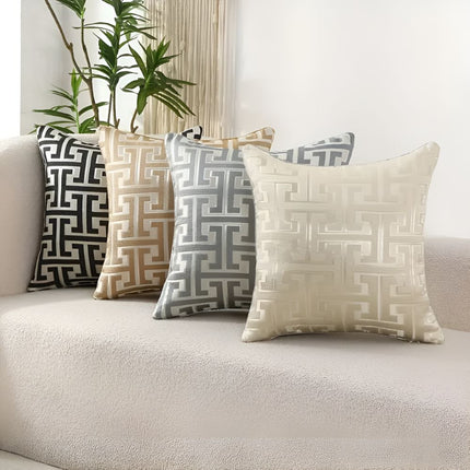 Geometric Jacquard Cushion Cover | Luxury Chenille & Velvet | Dual-Sided Design | 45x45cm | Hidden Zipper | Machine Washable | Standard Fit | Home Decor | No Inserts