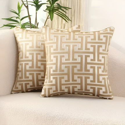 Geometric Jacquard Cushion Cover | Luxury Chenille & Velvet | Dual-Sided Design | 45x45cm | Hidden Zipper | Machine Washable | Standard Fit | Home Decor | No Inserts