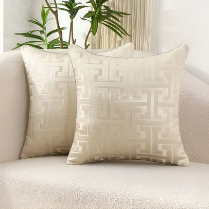 Geometric Jacquard Cushion Cover | Luxury Chenille & Velvet | Dual-Sided Design | 45x45cm | Hidden Zipper | Machine Washable | Standard Fit | Home Decor | No Inserts