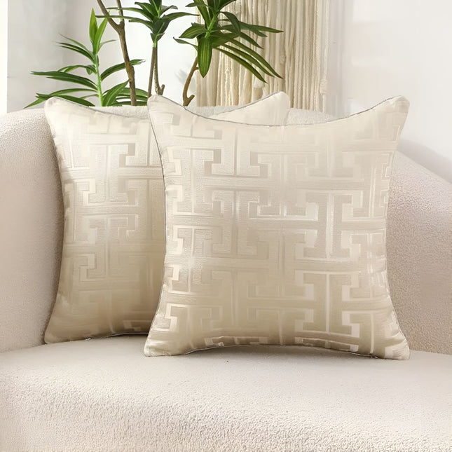 Geometric Jacquard Cushion Cover | Luxury Chenille & Velvet | Dual-Sided Design | 45x45cm | Hidden Zipper | Machine Washable | Standard Fit | Home Decor | No Inserts