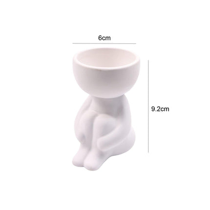 Charming Little Human Succulent Planter | Glazed Ceramic | Decorative Indoor Pot with Drainage | Creative Design for Small Plants and Cuttings | Ideal for Home or Office Decor | Perfect Gift for Plant Enthusiasts