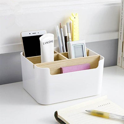 Neutral Color Durable Desk Organizer | Compact 18x9.5x14.3cm | Workspace Declutter | Multi-Purpose Use for Office, Lounge, or Vanity | Keep Essentials Organized