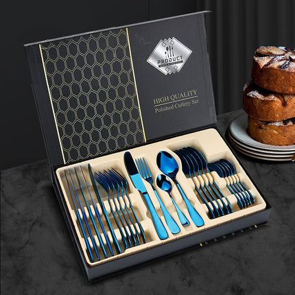 Beverly 24-Piece Luxury Stainless Steel Flatware Set | Elegant Tableware for 6 | Dishwasher Safe