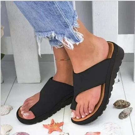 Orthopedic Toe Correction Sandals | Premium Comfort | Bunion Relief | Posture Support | PU Upper | Slip-On | Rubber Outsole | Flat Heel | Arch Support | For Joint Pain & Plantar Fasciitis Relief