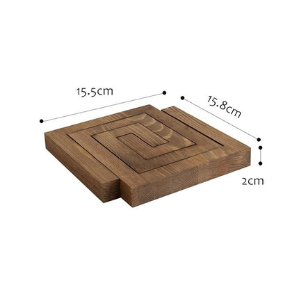 Pine Wood Interlocking Trivet Set | 15.5 x 15.8 cm | Heat Resistant Kitchen Accessory | Set of 2