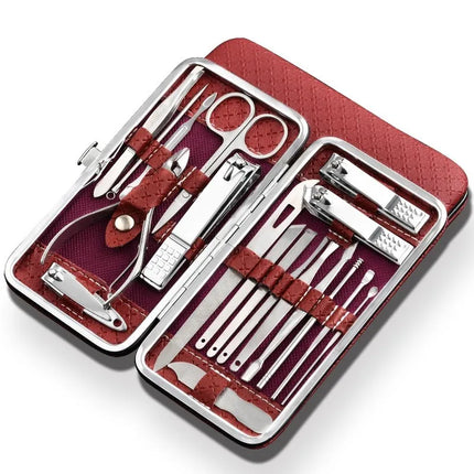 SteelGrip ManiPro Set | 19-Piece Stainless Steel Precision Nail Care Kit | Professional Clippers & Tools