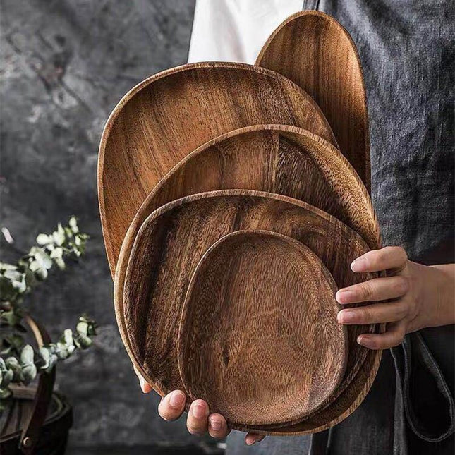 Acacia Wood Elegant Serving Platters | Rustic Durable Tableware | Indoor Dining & Outdoor Adventures | Lightweight Picnic Essential | Scratch & Water Resistant | Perfect Gift Idea | Unique Natural Finish