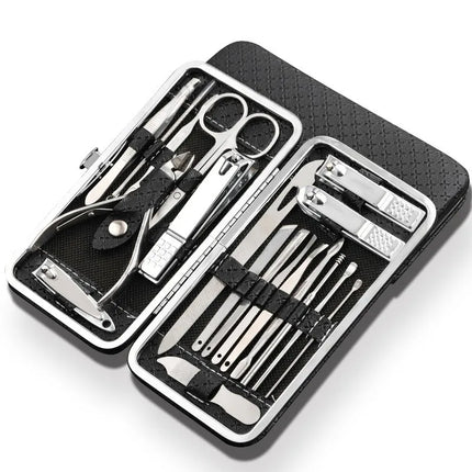 SteelGrip ManiPro Set | 19-Piece Stainless Steel Precision Nail Care Kit | Professional Clippers & Tools