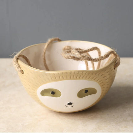 Sloth-Shaped Wall Hanging Ceramic Planter | Decorative Succulent Holder for Indoor Spaces | Gray & Yellow Ornament | Unique Gift Idea | Cute Animal Design for Living Room, Bedroom, Nursery