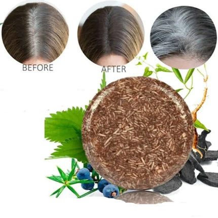 Tuberous Flower Natural Hair Darkening Shampoo Bar | Organic Thickening & Rejuvenating Formula | Anti-Dandruff & Oil Control | Eco-Friendly Packaging | 55g