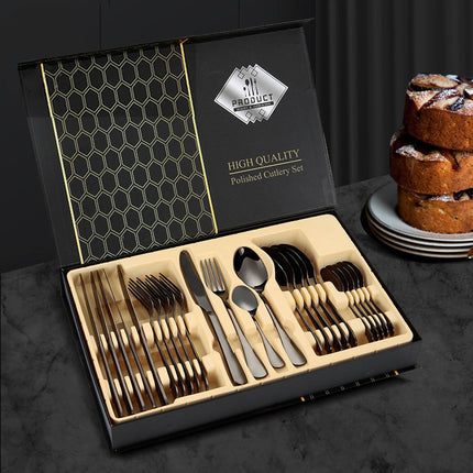 Beverly 24-Piece Luxury Stainless Steel Flatware Set | Elegant Tableware for 6 | Dishwasher Safe