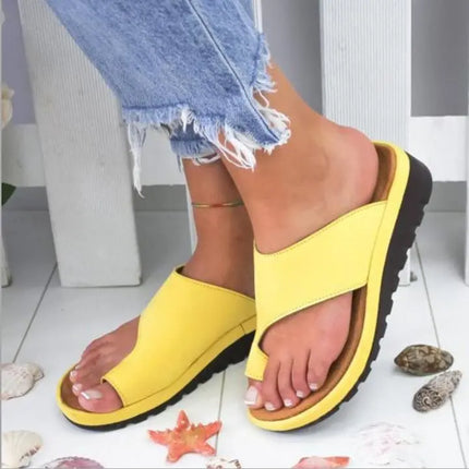 Orthopedic Toe Correction Sandals | Premium Comfort | Bunion Relief | Posture Support | PU Upper | Slip-On | Rubber Outsole | Flat Heel | Arch Support | For Joint Pain & Plantar Fasciitis Relief
