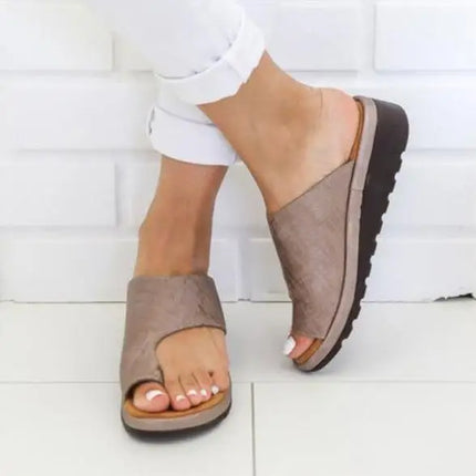Orthopedic Toe Correction Sandals | Premium Comfort | Bunion Relief | Posture Support | PU Upper | Slip-On | Rubber Outsole | Flat Heel | Arch Support | For Joint Pain & Plantar Fasciitis Relief