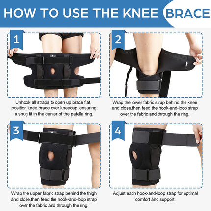 Advanced Knee Brace | Copper Hinged Stabilizers | Patella Gel Pad | Dual Open-Patella Design | ACL, MCL, PCL Pain Relief | 36 Support Modes | Adjustable Velcro Straps | Universal Fit | Medical-Grade Comfort