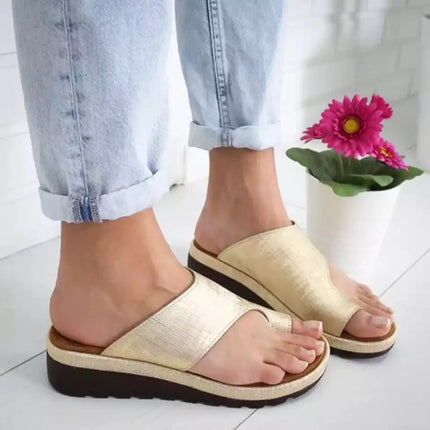 Orthopedic Toe Correction Sandals | Premium Comfort | Bunion Relief | Posture Support | PU Upper | Slip-On | Rubber Outsole | Flat Heel | Arch Support | For Joint Pain & Plantar Fasciitis Relief