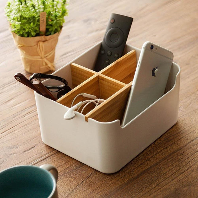 Neutral Color Durable Desk Organizer | Compact 18x9.5x14.3cm | Workspace Declutter | Multi-Purpose Use for Office, Lounge, or Vanity | Keep Essentials Organized