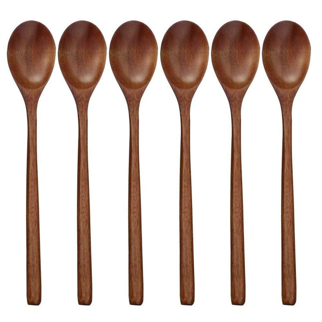 Nanmu Wood Soup Spoons | 6-Piece Set | Durable | 9.25 Inch Length | Handcrafted | Sleek Modern Design | Perfect for Soups & Stews | Easy to Clean | Long-Lasting Quality | Kitchen & Dining Essential