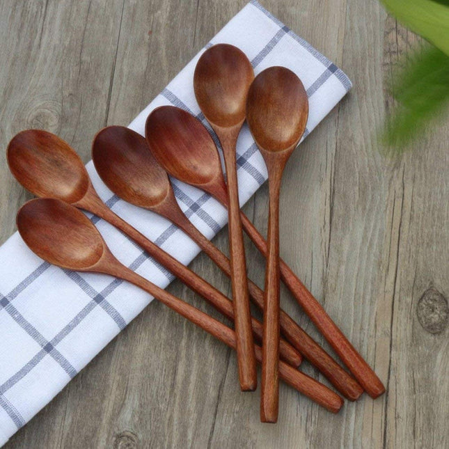 Nanmu Wood Soup Spoons | 6-Piece Set | Durable | 9.25 Inch Length | Handcrafted | Sleek Modern Design | Perfect for Soups & Stews | Easy to Clean | Long-Lasting Quality | Kitchen & Dining Essential