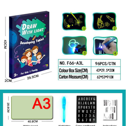 Mess-Free Light Drawing Board for Kids | Boosts Creativity | Safe and Non-Toxic | Easy Cleanup | Perfect Size for Shared Fun | Vision Protection | No Stain Interactive Sketchpad | Stylus Included