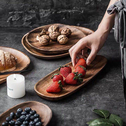 Acacia Wood Elegant Serving Platters | Rustic Durable Tableware | Indoor Dining & Outdoor Adventures | Lightweight Picnic Essential | Scratch & Water Resistant | Perfect Gift Idea | Unique Natural Finish