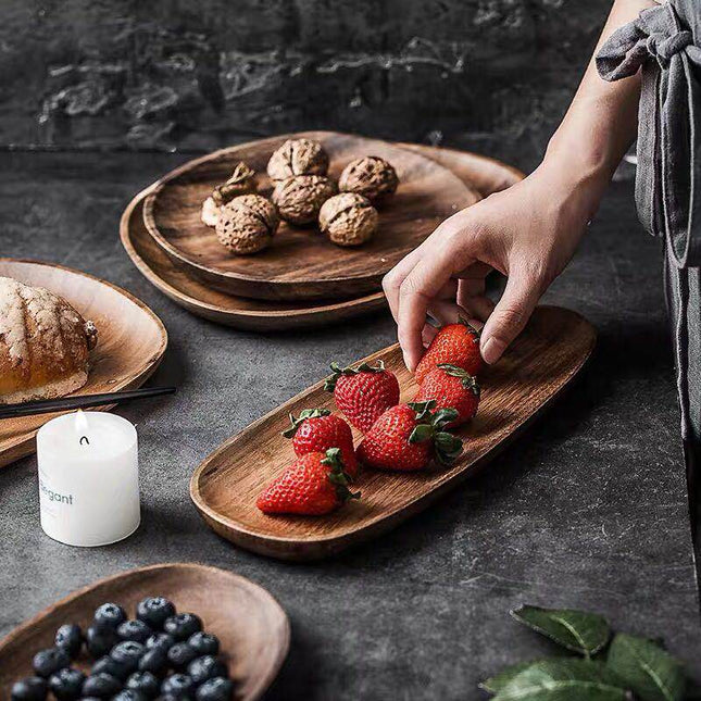 Acacia Wood Elegant Serving Platters | Rustic Durable Tableware | Indoor Dining & Outdoor Adventures | Lightweight Picnic Essential | Scratch & Water Resistant | Perfect Gift Idea | Unique Natural Finish