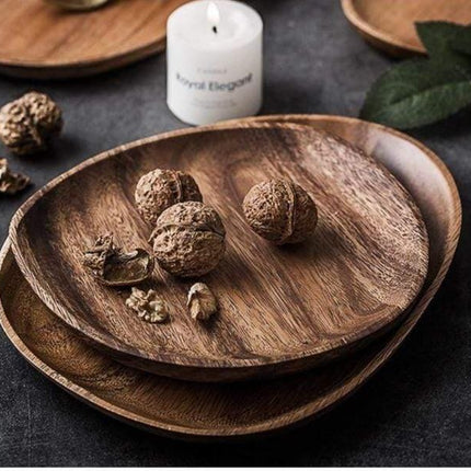 Acacia Wood Elegant Serving Platters | Rustic Durable Tableware | Indoor Dining & Outdoor Adventures | Lightweight Picnic Essential | Scratch & Water Resistant | Perfect Gift Idea | Unique Natural Finish