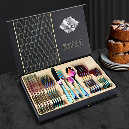 Beverly 24-Piece Luxury Stainless Steel Flatware Set | Elegant Tableware for 6 | Dishwasher Safe