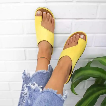 Orthopedic Toe Correction Sandals | Premium Comfort | Bunion Relief | Posture Support | PU Upper | Slip-On | Rubber Outsole | Flat Heel | Arch Support | For Joint Pain & Plantar Fasciitis Relief
