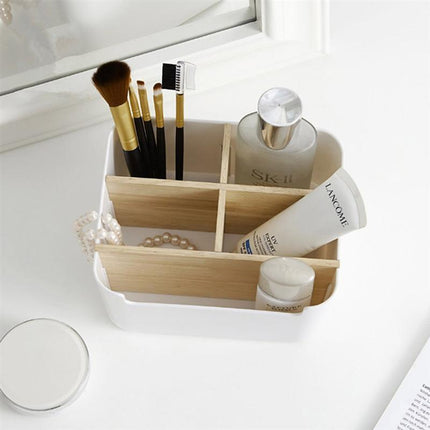 Neutral Color Durable Desk Organizer | Compact 18x9.5x14.3cm | Workspace Declutter | Multi-Purpose Use for Office, Lounge, or Vanity | Keep Essentials Organized