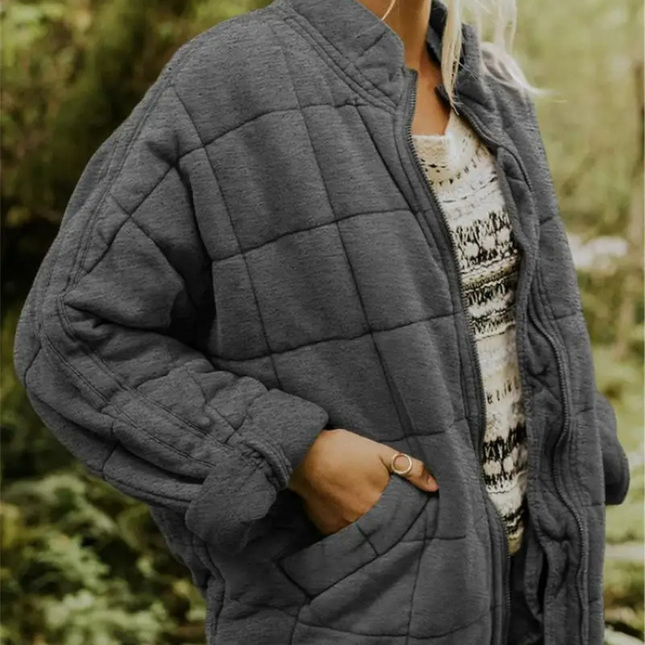 Helene Women's Oversized Transition Jacket | Thickened Polyester Coat | S-2XL | Dark Grey, Black, Blue, Pink