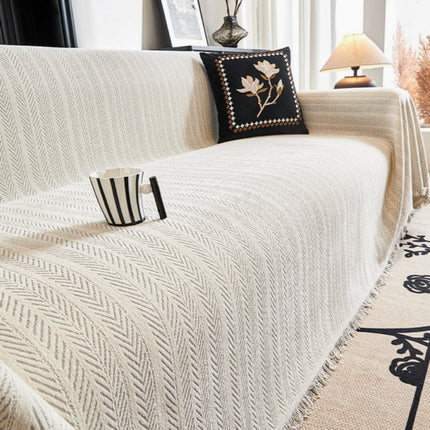 Herringbone Chenille Sofa Cover | Tassel Detail | Pet-Friendly Non-Slip | Soft Microfibre Blend | Fits Armchairs, Loveseats, 3- & 4-Seaters, Sectional Sofas | Durable & Washable | Furniture Protector