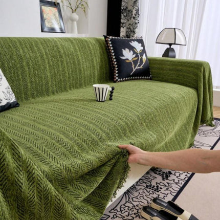 Herringbone Chenille Sofa Cover | Tassel Detail | Pet-Friendly Non-Slip | Soft Microfibre Blend | Fits Armchairs, Loveseats, 3- & 4-Seaters, Sectional Sofas | Durable & Washable | Furniture Protector