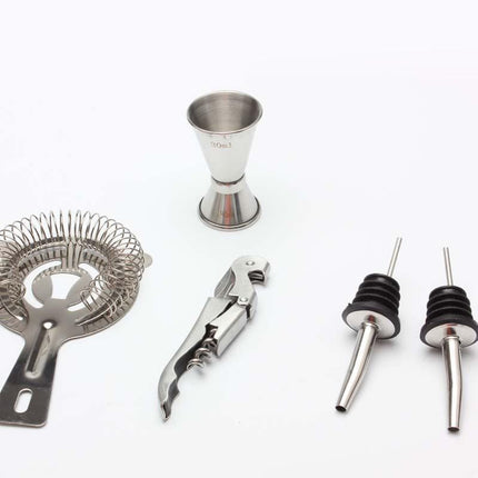 Mixology Cocktail Set | Stainless Steel Bar Tool Kit | Bamboo Stand | Shaker 750ml | Bar Spoon | Muddler | Strainer | Jigger | Ice Tongs | Pourers Set of 4 | Bottle Opener | Home Cocktail Maker
