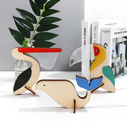 Wooden Animal Table Lamp | LED Night Light for Kids | USB-Powered | Acrylic & Wood Design | Pelican, Sirius, Whale, Toucan Motifs | Touch Switch | Soothing Soft Glow | WildGlow